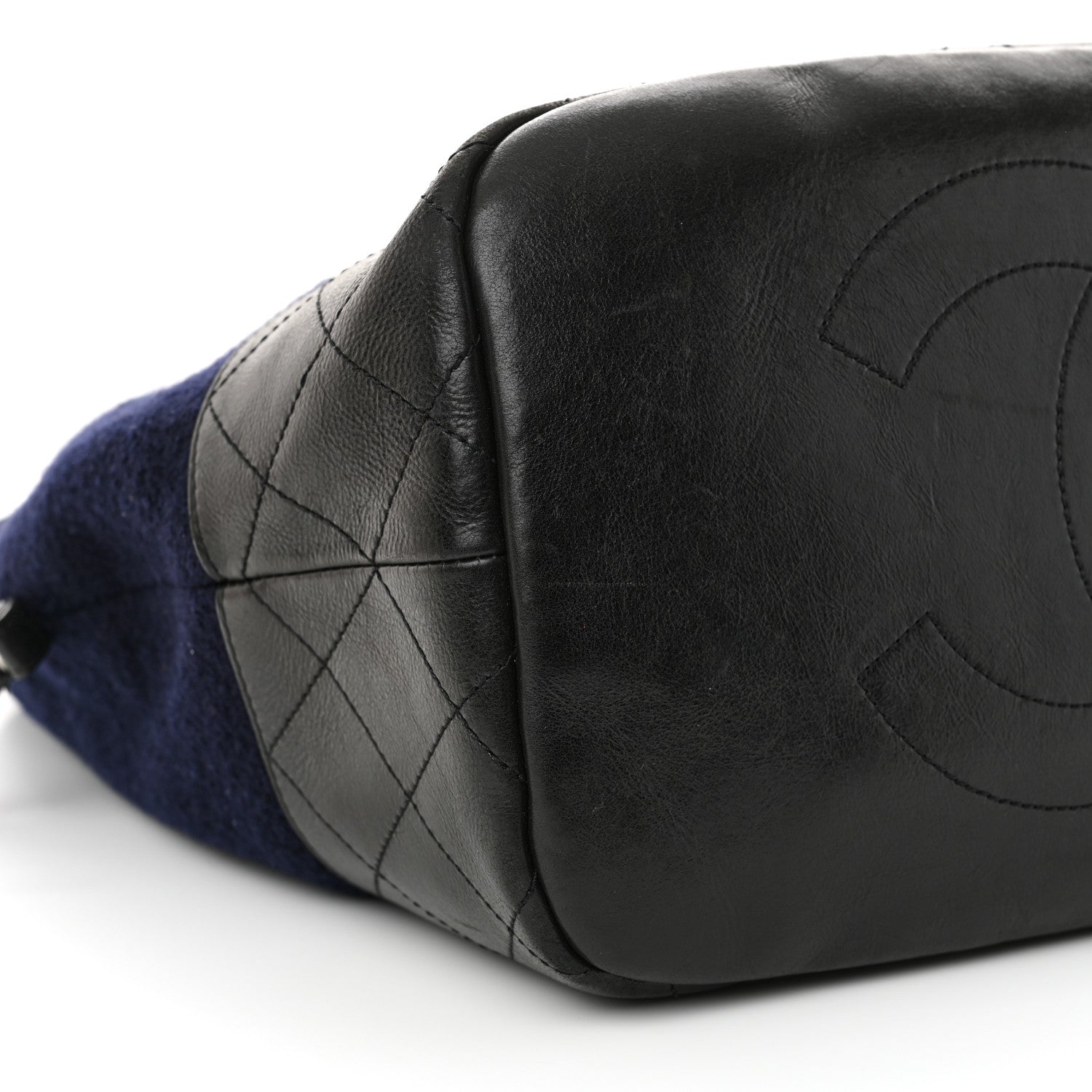 Chanel Wool Calfskin Embroidered Paris Hamburg Large Shopping Bag Blue 9 of 14