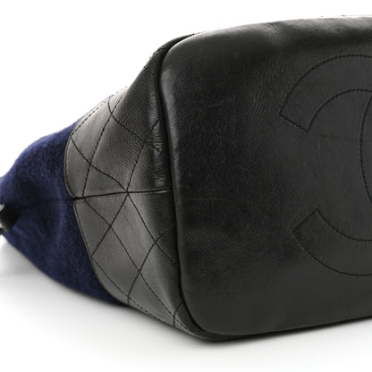 Chanel Wool Calfskin Embroidered Paris Hamburg Large Shopping Bag Blue 9 of 14