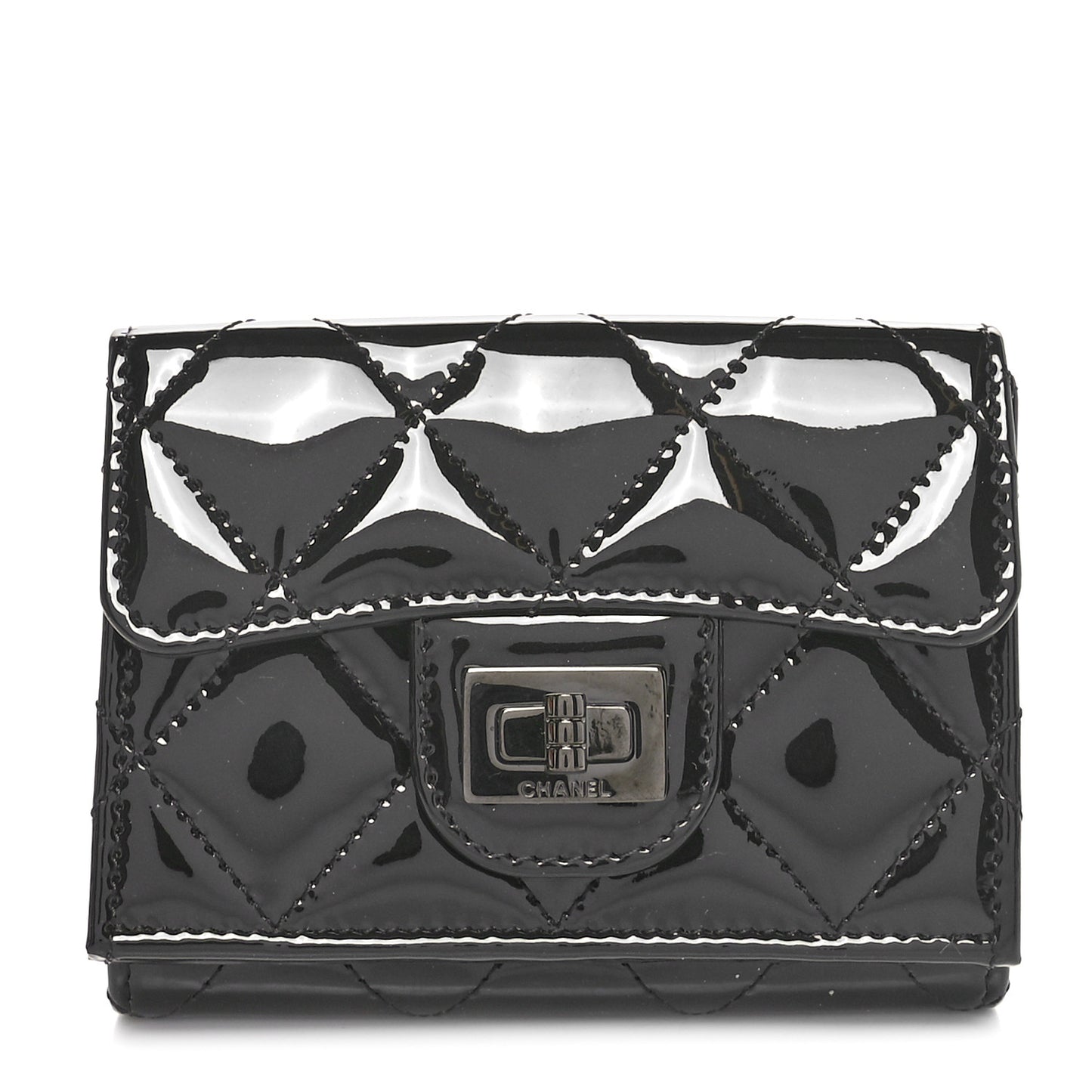 Patent Quilted Reissue Compact Wallet So Black