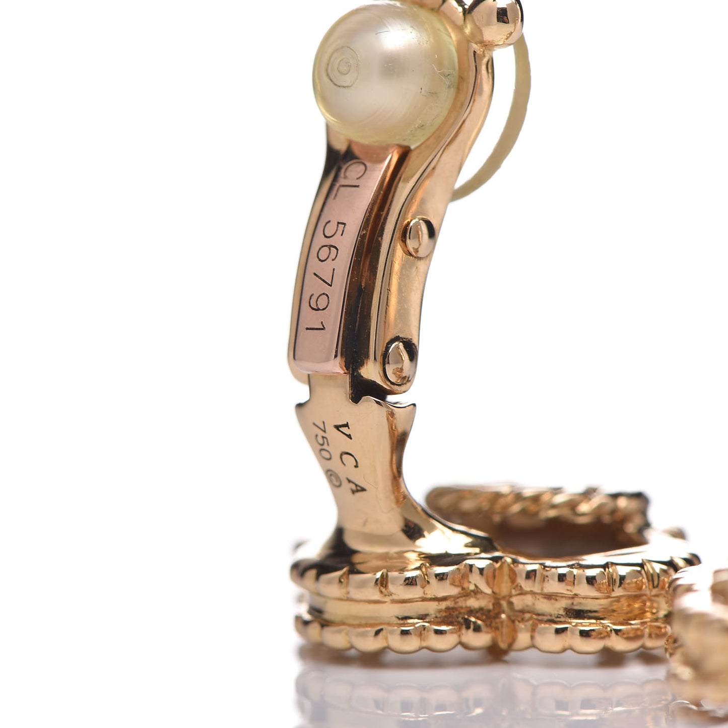 18K Yellow Gold Mother of Pearl Vintage Alhambra Clip-On Earrings