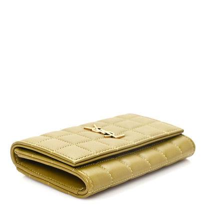 Saint Laurent Lambskin Carre Quilted Cassandre Small Envelope Wallet Olive Drab 4 of 7