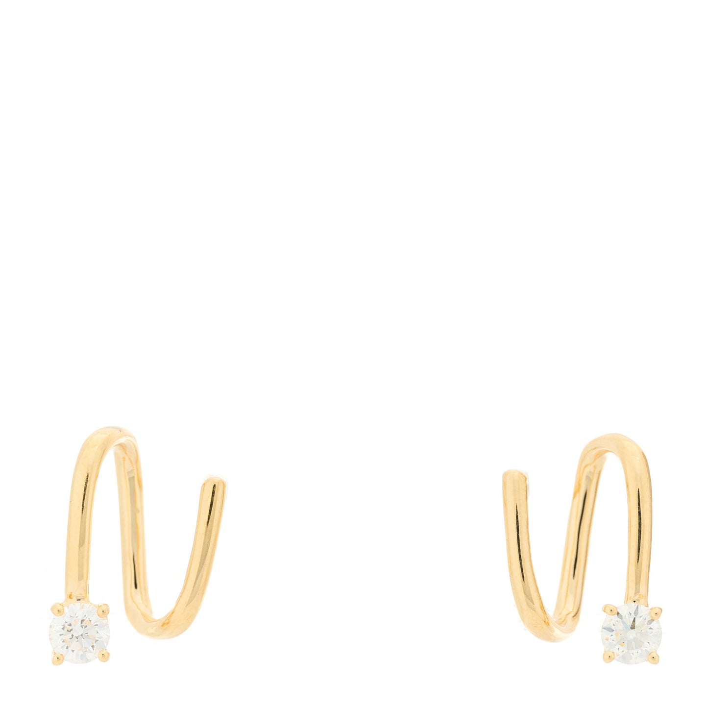 18K Yellow Gold Diamond Coil Earrings