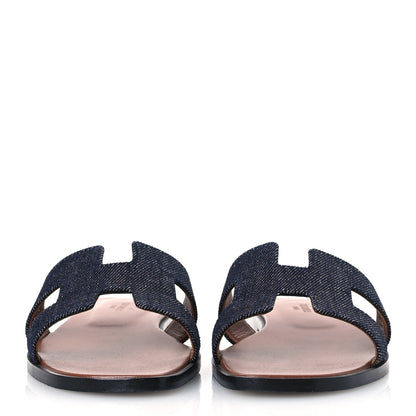 Hermes Denim Canvas Oran Sandals 36.5 Bleu Brut 3 of 12