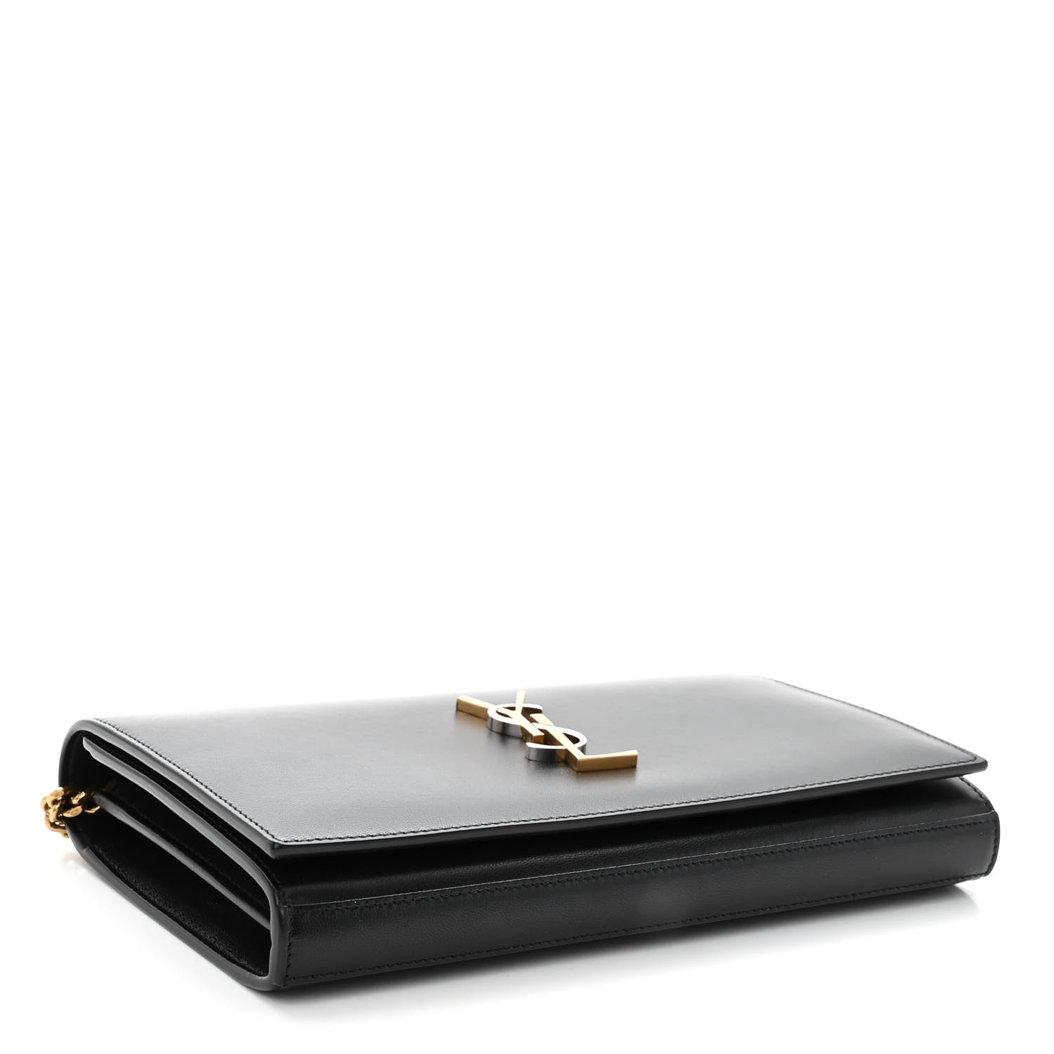 Saint Laurent Smooth Calfskin Tri-Metal Cassandre Wallet On Chain WOC Black 4 of 9