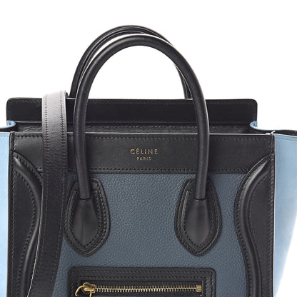 Celine Drummed Calfskin Nubuck Nano Tri-Color Luggage Milky Blue 7 of 11