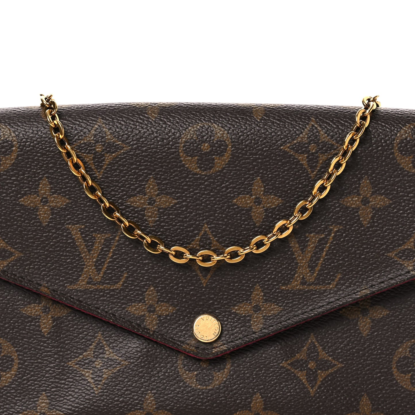 Monogram Pochette Felicie Chain Wallet Fuchsia
