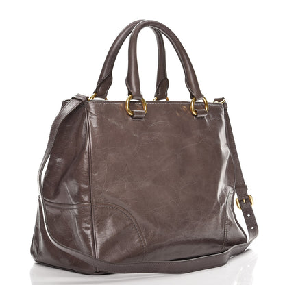 Prada Vitello Shine Top Handle Bag Fumo 4 of 11