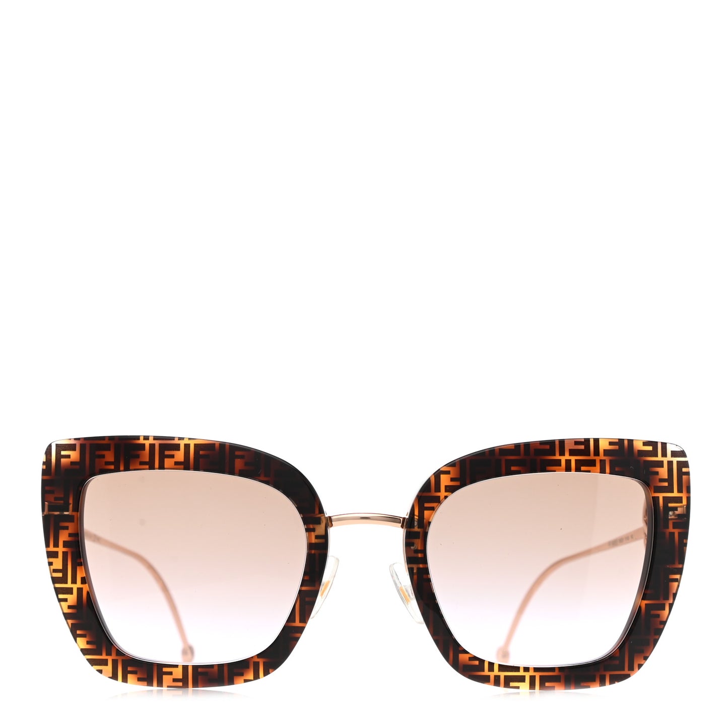Acetate Metal F is Fendi FF Square Cat Eye Sunglasses FF 0408/S Havana