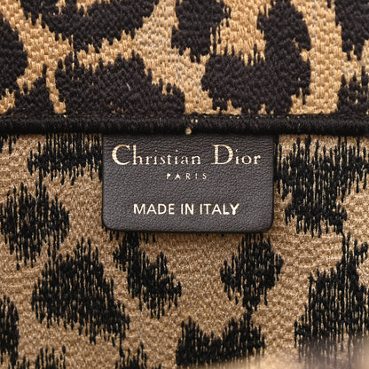 Christian Dior Canvas Mizza Embroidered Large Leopard Book Tote Beige 10 of 13