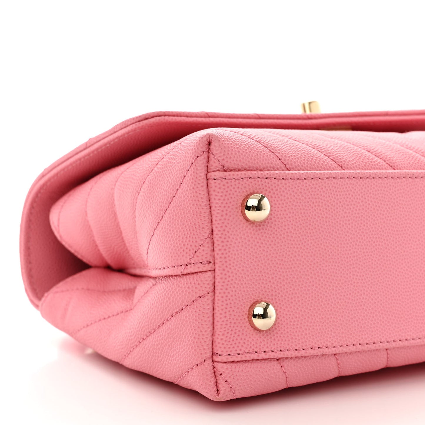 Caviar Chevron Quilted Mini Coco Handle Flap Pink