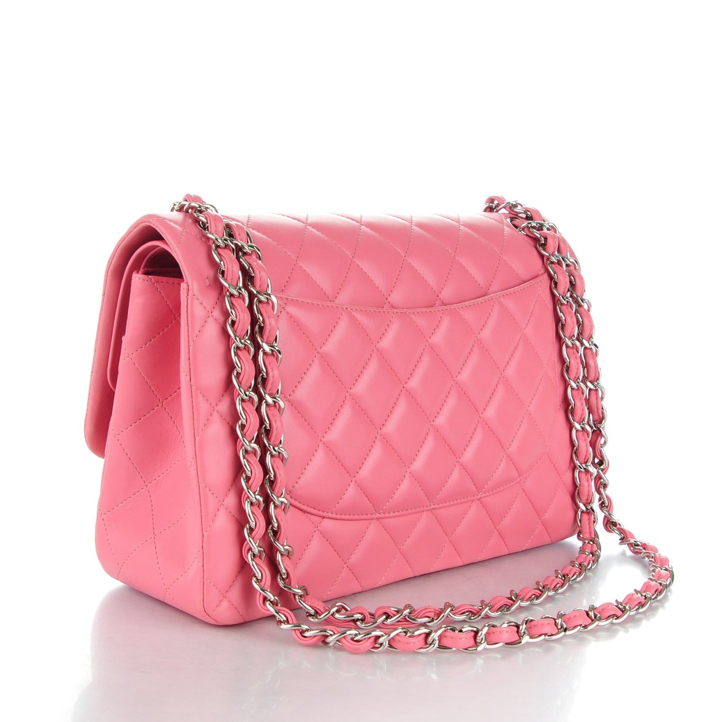 Lambskin Quilted Jumbo Double Flap Pink