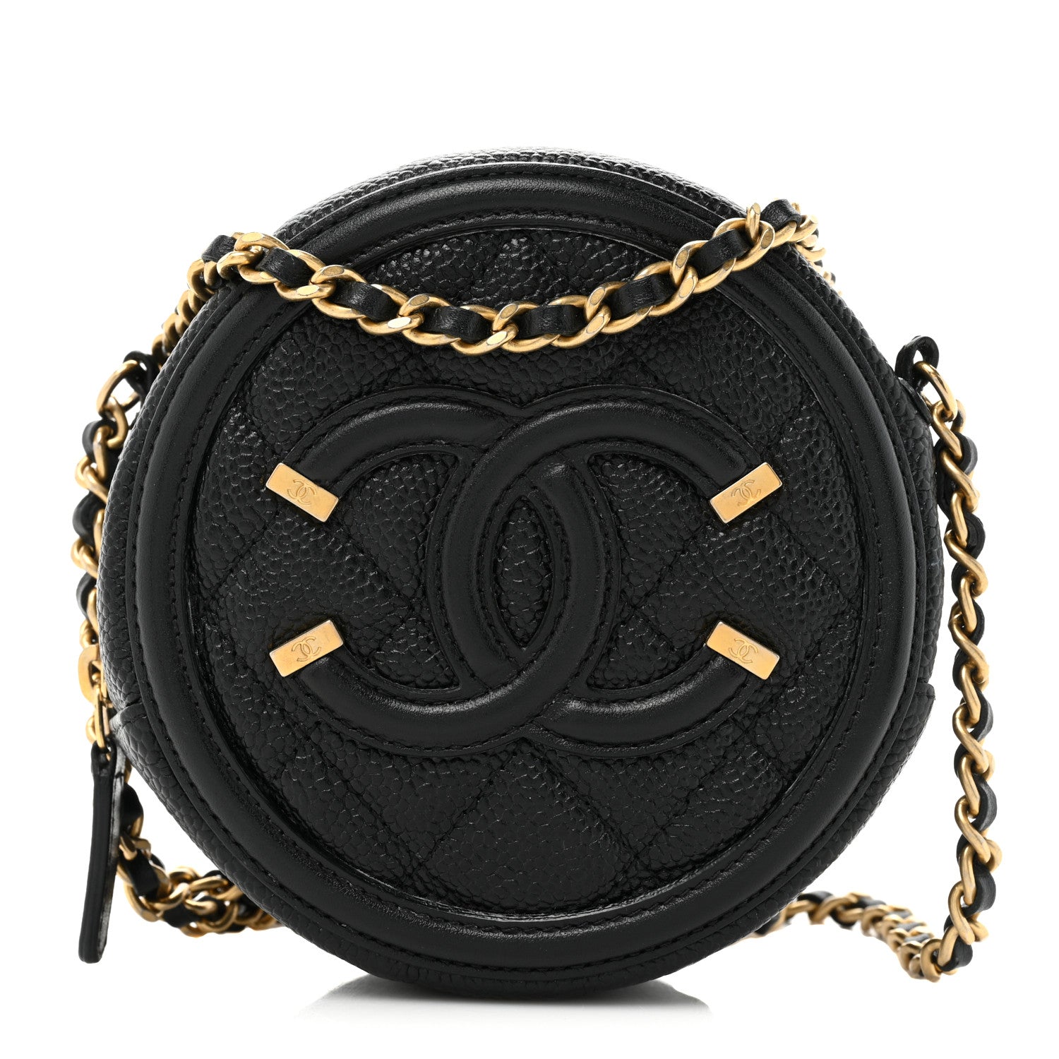 Chanel Caviar Quilted Round Filigree Crossbody Black 1 of 13