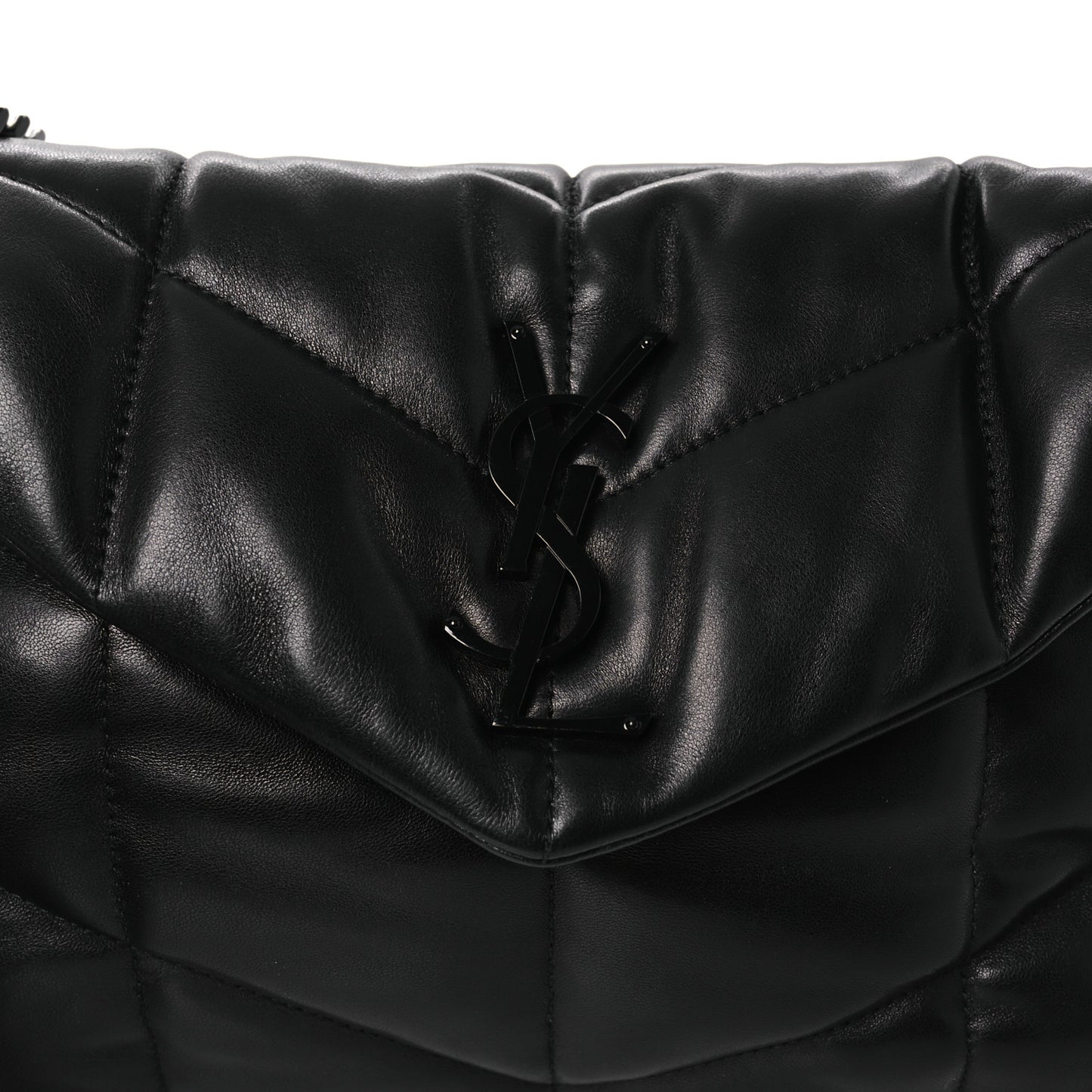 Lambskin Quilted Toy Loulou Puffer Monogram Monochrome Chain Satchel Black