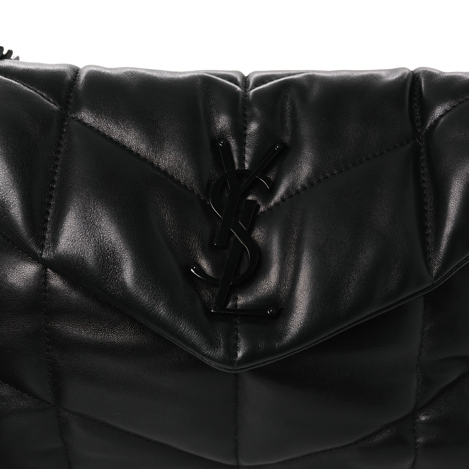 Saint Laurent Lambskin Quilted Toy Loulou Puffer Monogram Monochrome Chain Satchel Black 17 of 23