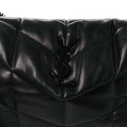 Saint Laurent Lambskin Quilted Toy Loulou Puffer Monogram Monochrome Chain Satchel Black 17 of 23