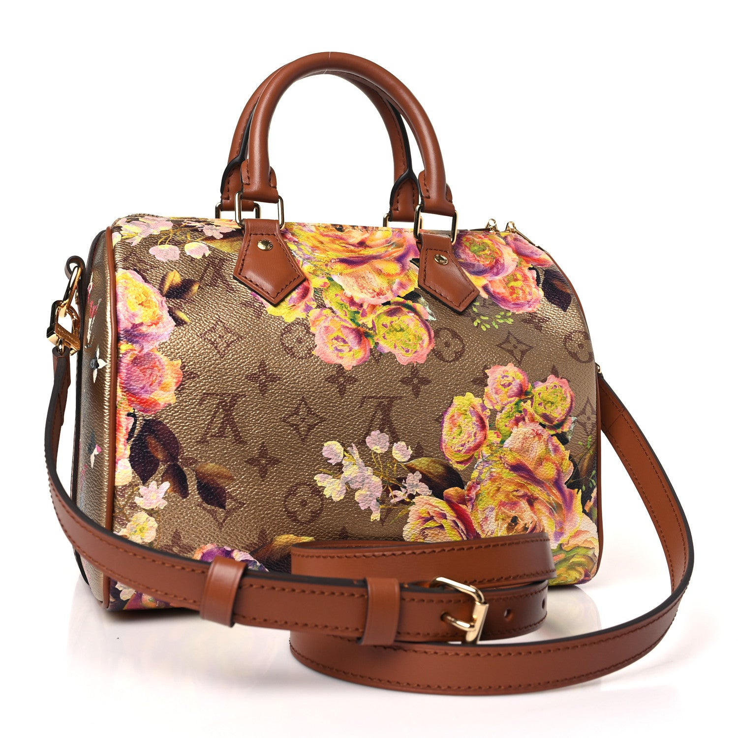 Louis Vuitton Metallic Monogram LV Garden Speedy Bandouliere 25 Gold 3 of 8