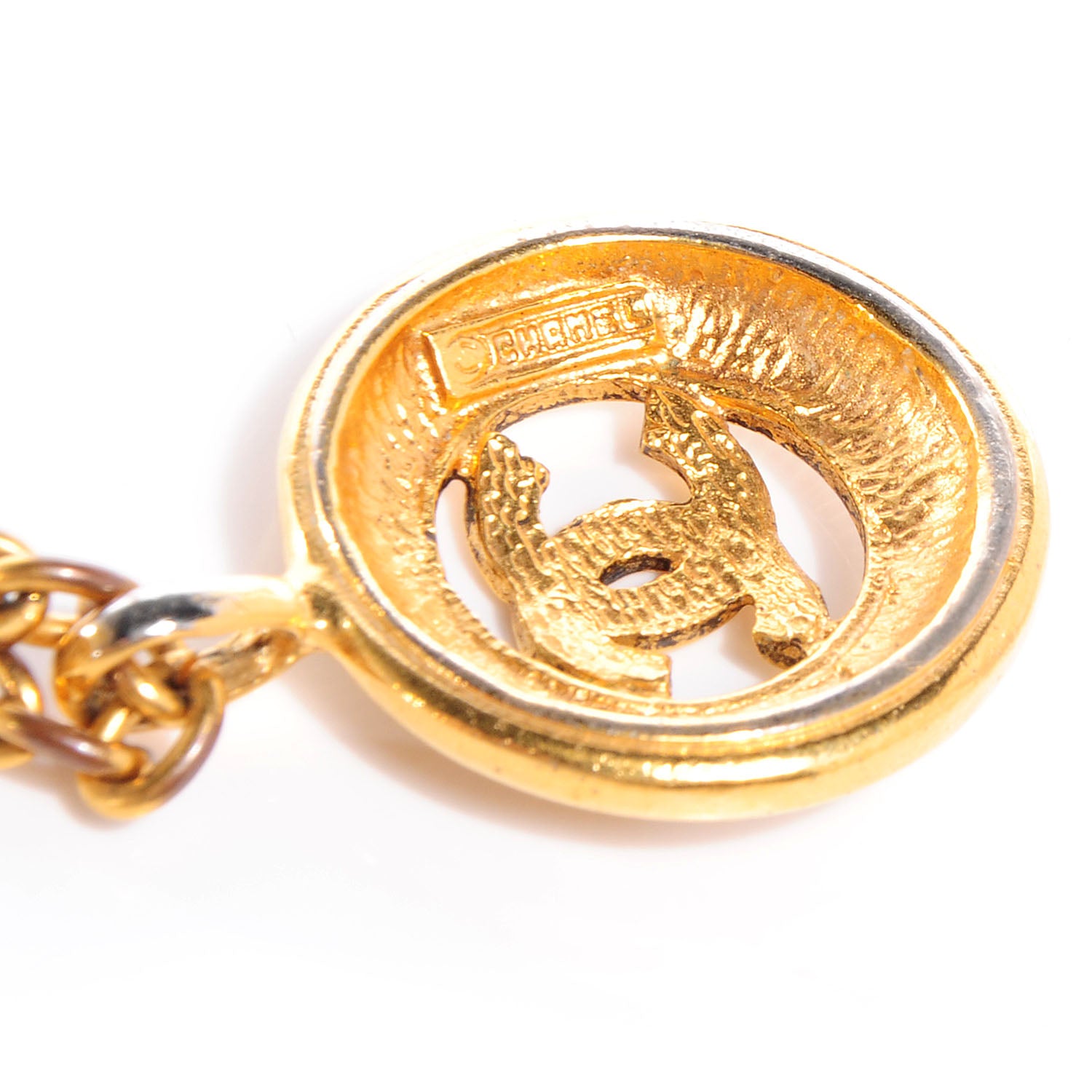 Chanel Sunburst Cutout CC Necklace Gold 4 of 5