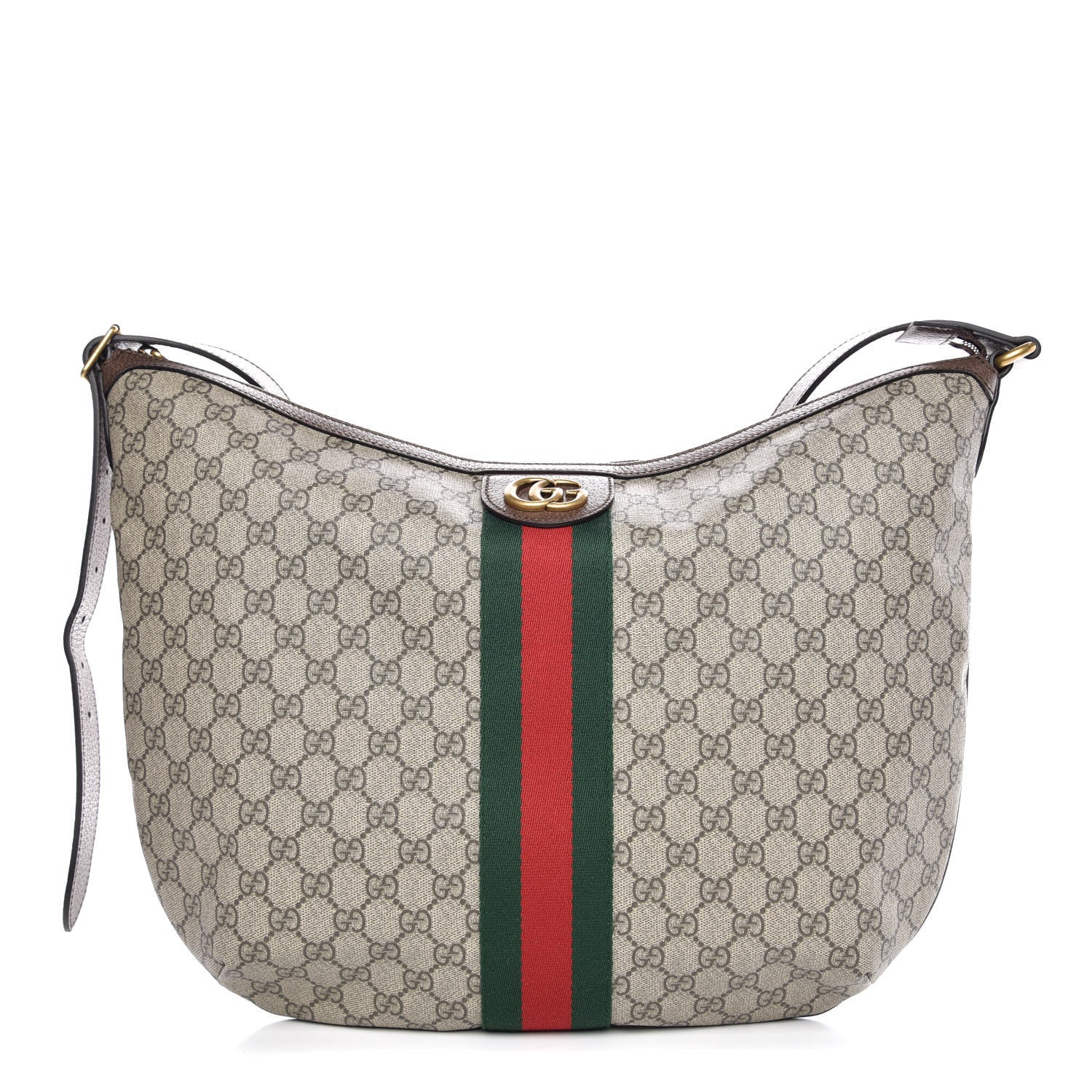 Gucci GG Supreme Monogram Web Ophidia Half Moon Hobo Brown 1 of 7