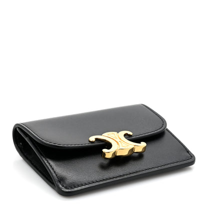 Celine Shiny Calfskin Triomphe Flap Card Holder Black 4 of 8