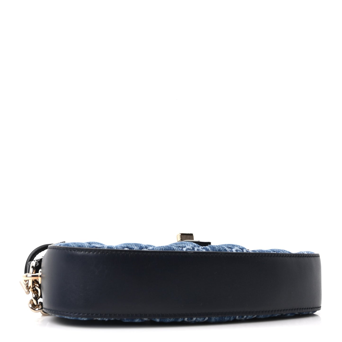 Denim GG Monogram Mini Moon Side Shoulder Bag Blue