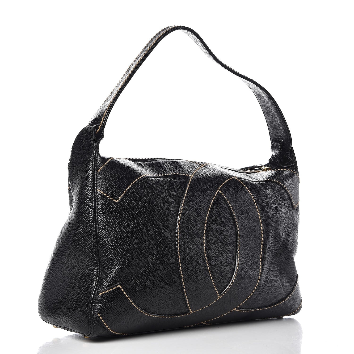 Chanel Caviar CC Stitched Hobo Black 4 of 10