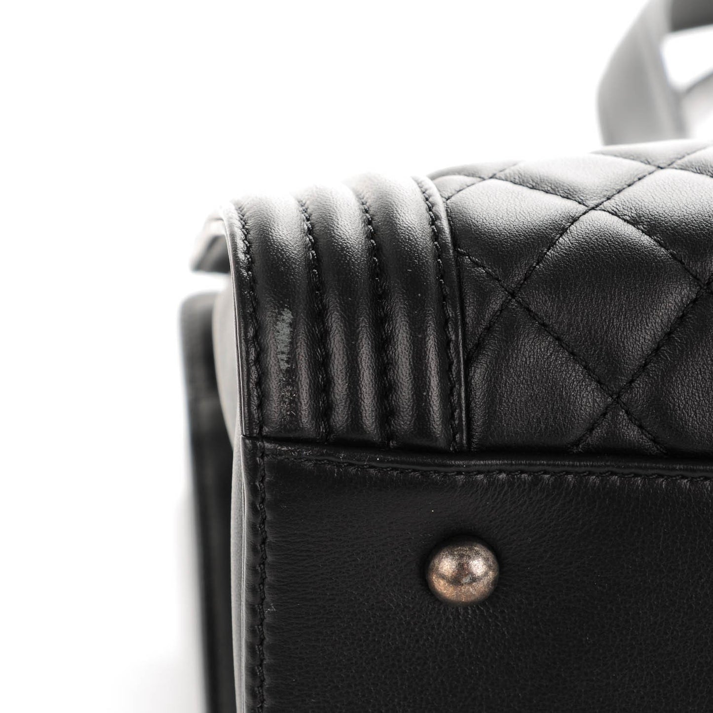 Lambskin Quilted Boy Shopping Tote Black