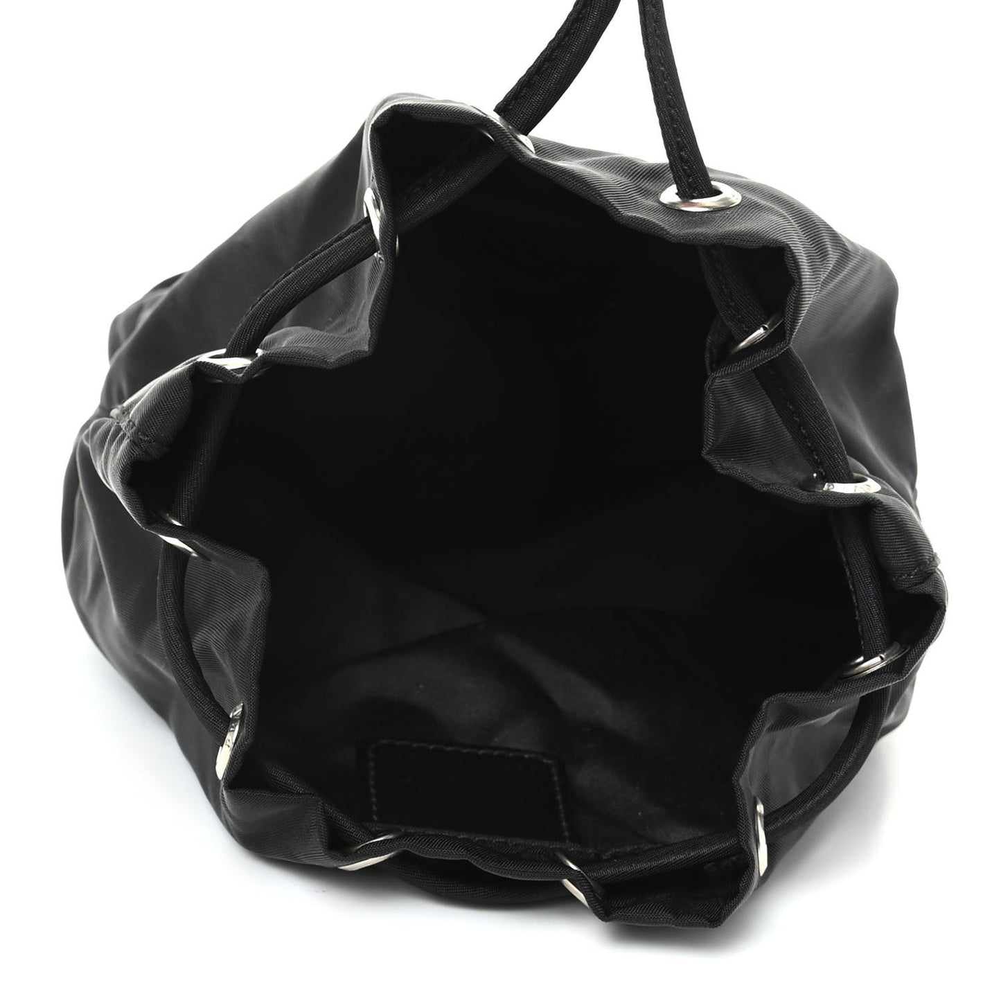 Saffiano Tessuto Nylon Vela Bucket Wristlet Black
