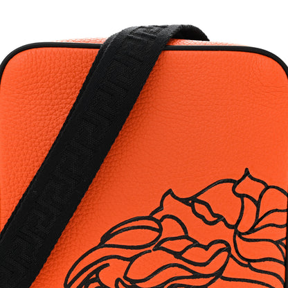 Versace Grained Calfskin Messenger Bag Orange 7 of 9