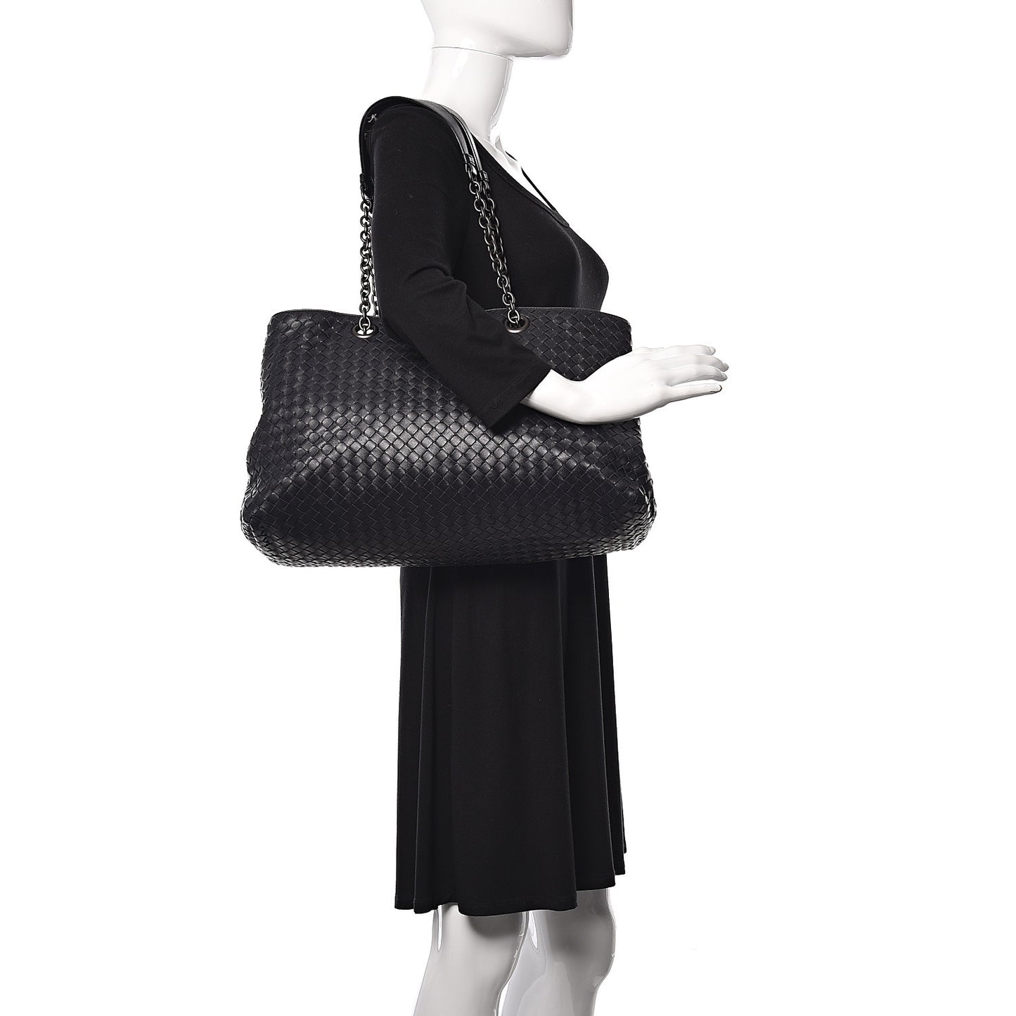 Nappa Intrecciato Large Classic Chain Strap Tote Ink