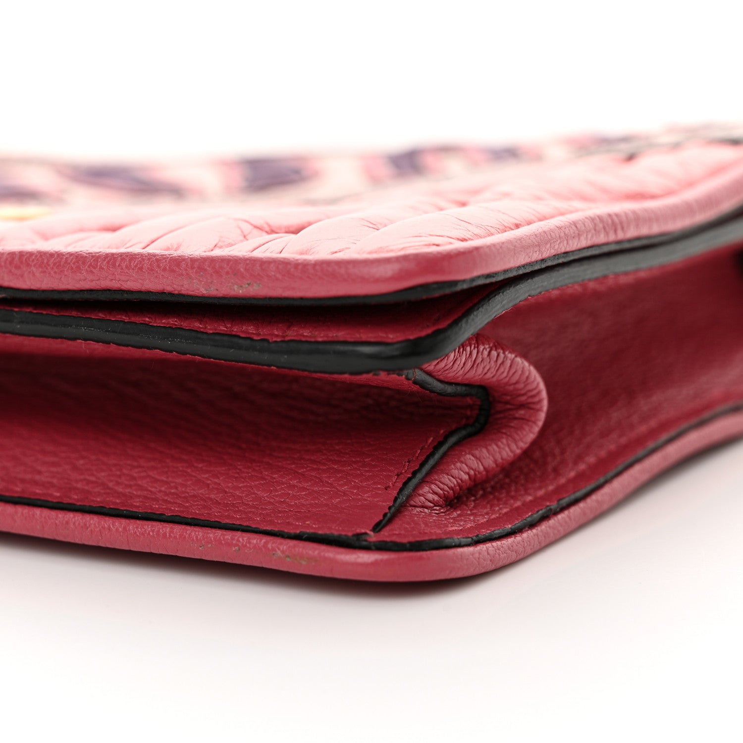 Miu Miu Goatskin Snakeskin Madras Nappa Matelasse Patchwork Shoulder Bag  Rosa 9 of 11