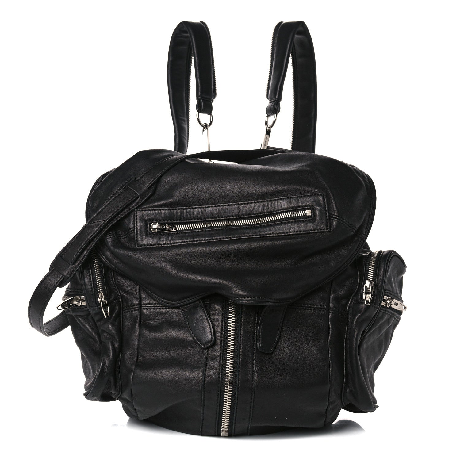 Alexander Wang Lambskin Marti Backpack Bag Washed Black Rhodium Hardware 1 of 9