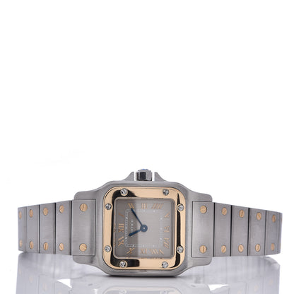 Cartier Stainless Steel 18K Yellow Gold 24mm Santos De Cartier Galbee Quartz Watch Silver 3 of 6