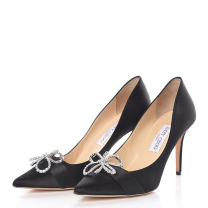 Jimmy Choo Satin Crystal Pumps 39.5 Black 2 of 10