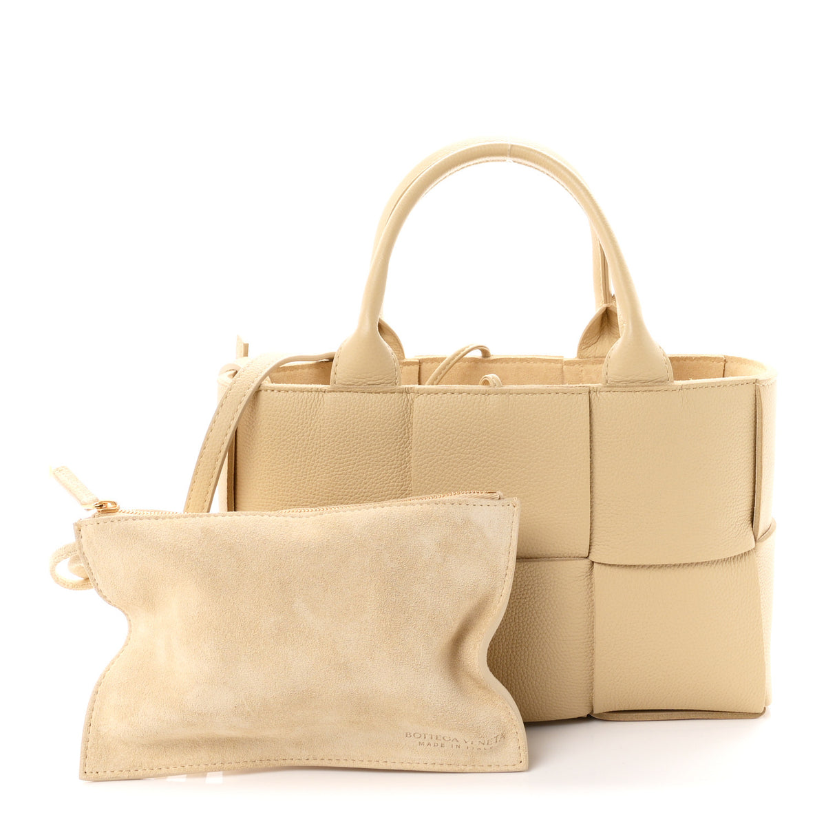 Grained Calfskin Maxi Intrecciato Mini Arco Tote Porridge