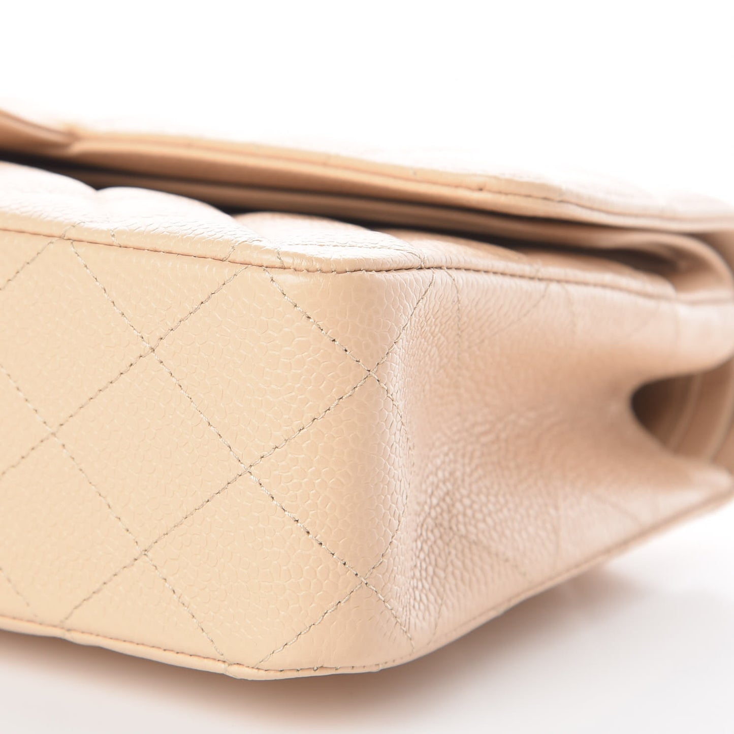 Caviar Quilted Medium Double Flap Beige Clair