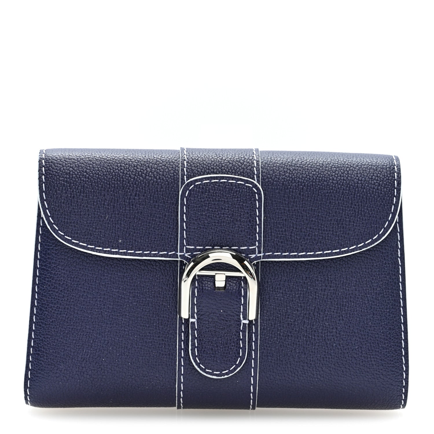 Delvaux Grained Rodeo Calfskin Brillant Compact Wallet Navy