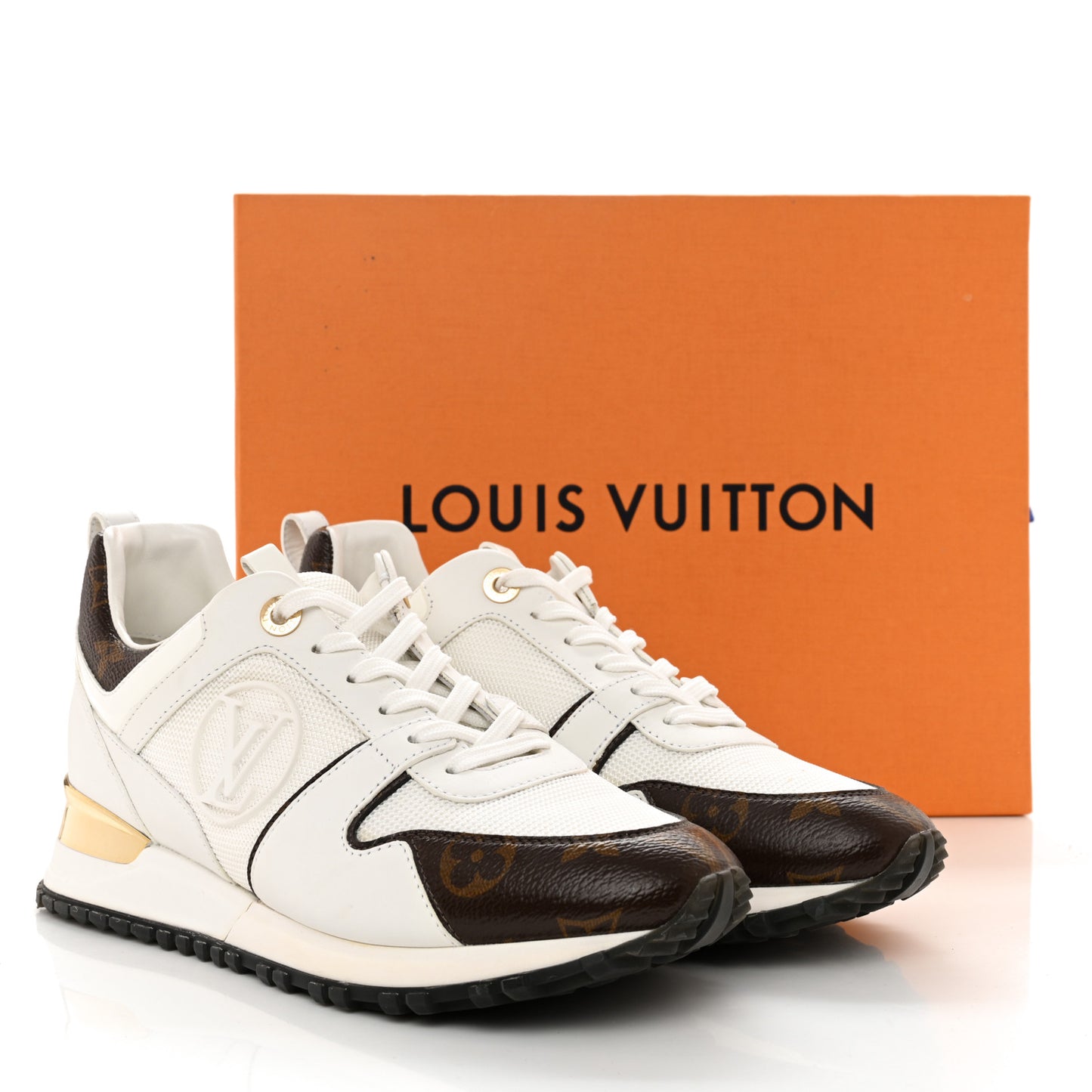 Calfskin Monogram Run Away Sneakers 38 White