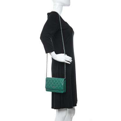 Chanel Caviar Quilted Wallet On Chain WOC Green 2 of 12