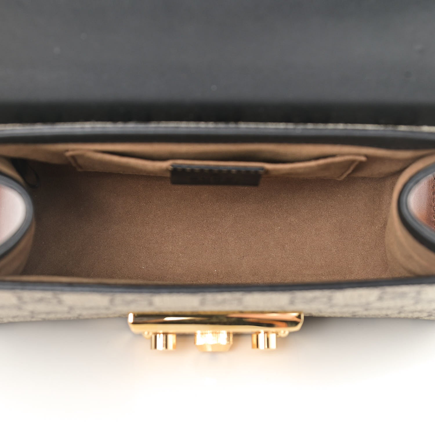 Gucci GG Supreme Monogram Calfskin Small Padlock Shoulder Bag Beige Black Cuir 5 of 11