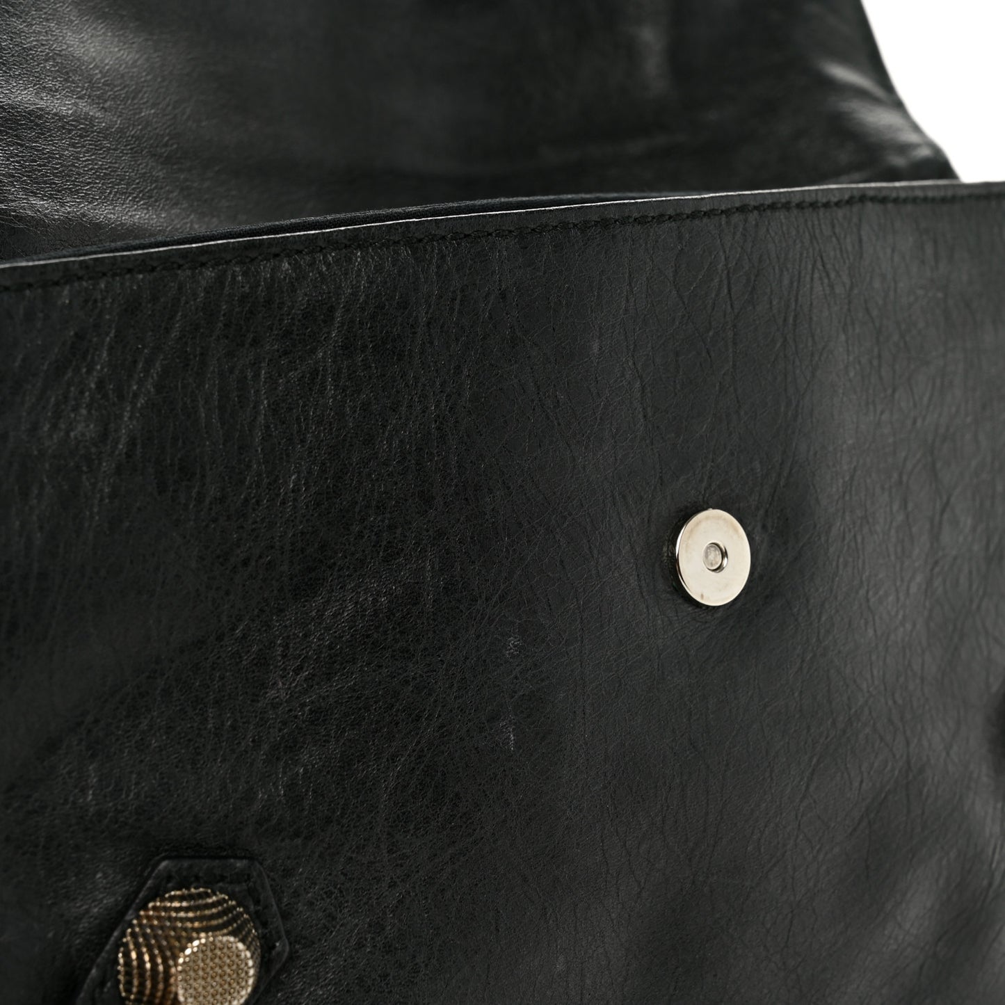Agneau Giant 21 Silver Hardware Envelope Clutch Black