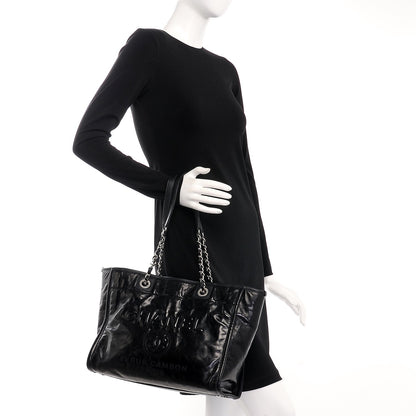 Chanel Glazed Calfskin Small Deauville Tote Black 2 of 8