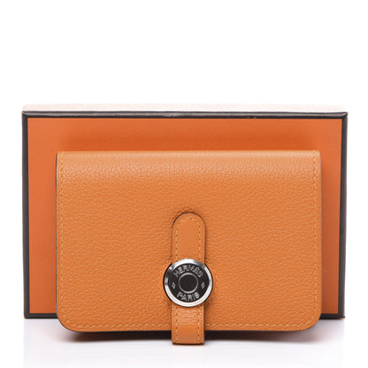 Hermes Evercolor Dogon Card Case Key Holder Abricot 9 of 9