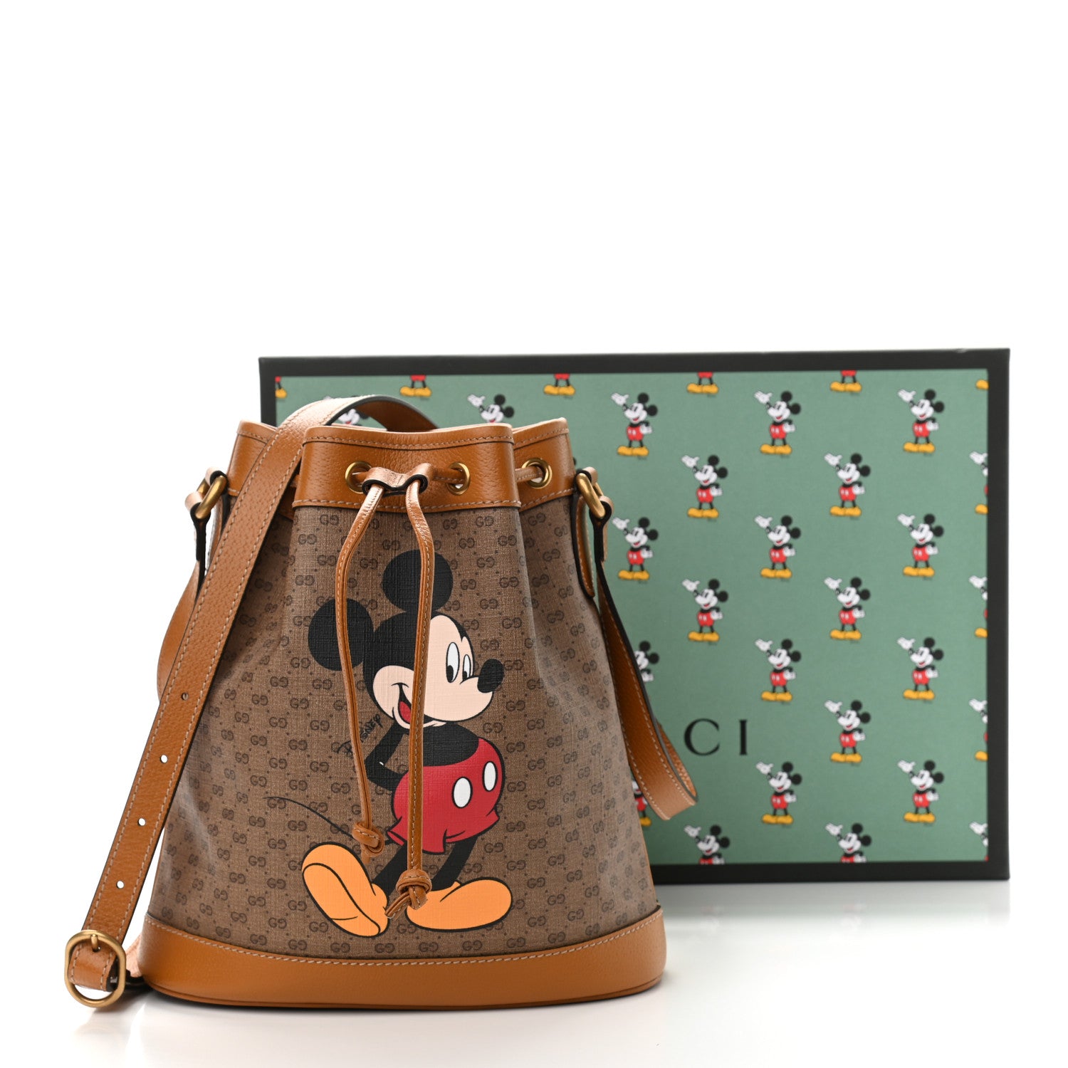 Gucci X DISNEY Mini Vintage GG Supreme Monogram Bucket Bag Beige Vintage Sun Oil 11 of 11