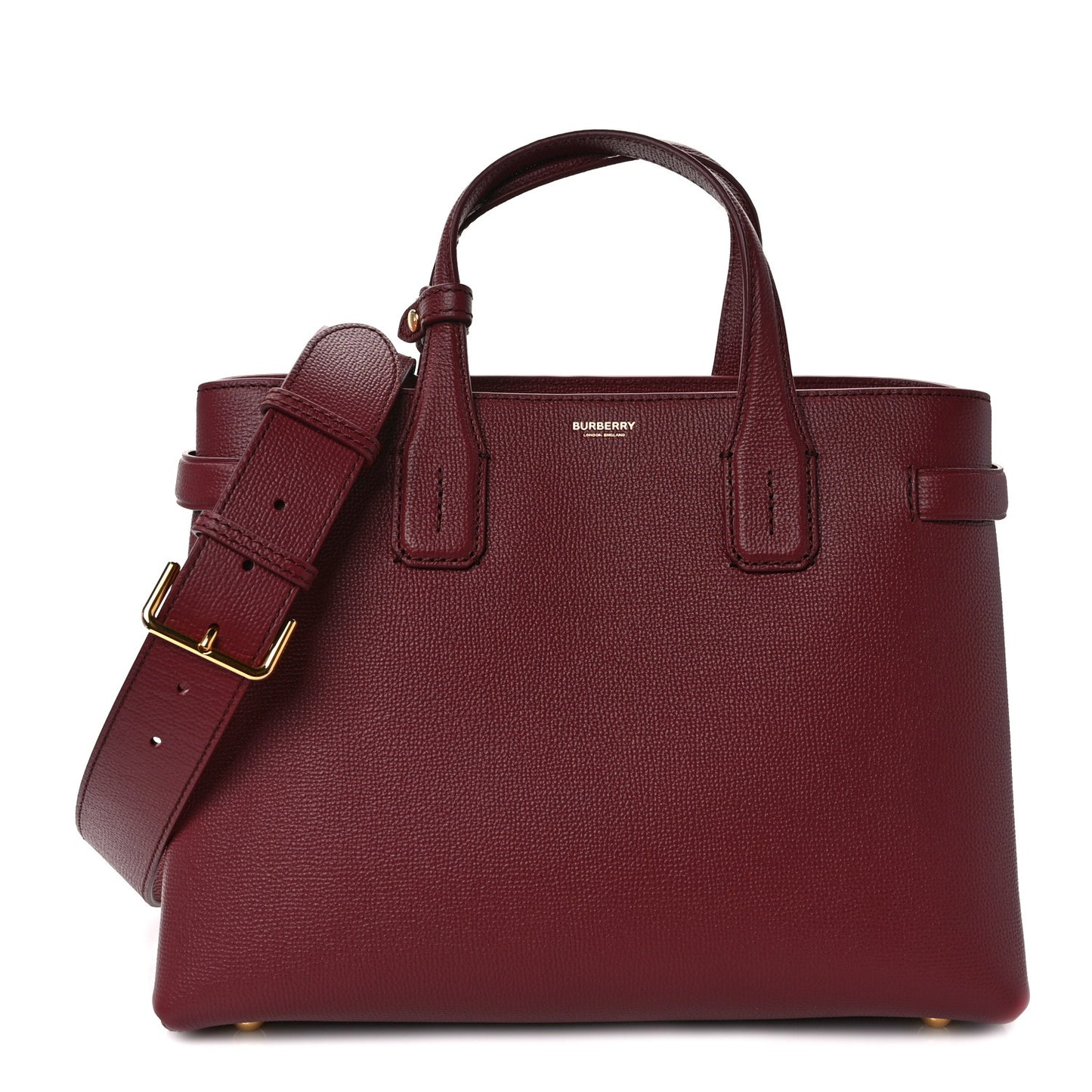 Derby Calfskin House Check Medium Banner Tote Crimson