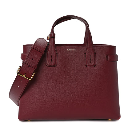 Burberry Derby Calfskin House Check Medium Banner Tote Crimson 1 of 12