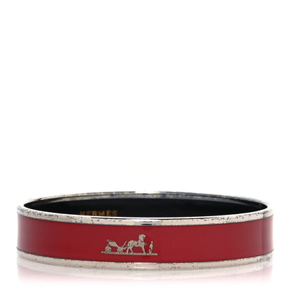 Hermes Enamel Printed Narrow Caleche Bracelet 62 Rouge H 1 of 6
