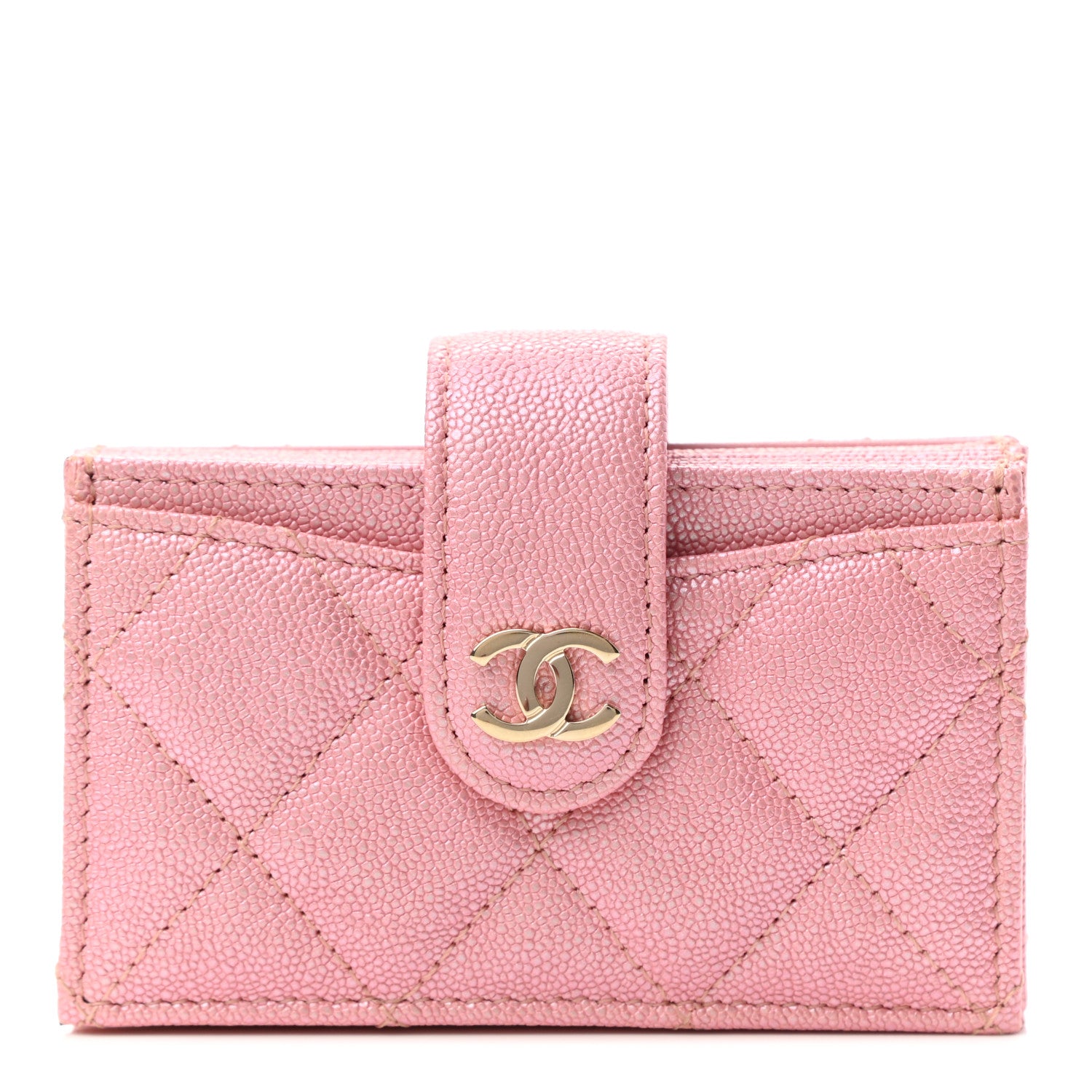 Chanel Iridescent Caviar Quilted Gusseted Card Holder Pink 1 of 7