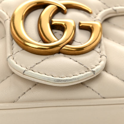 Gucci Calfskin Matelasse Super Mini GG Marmont Shoulder Bag White 11 of 12