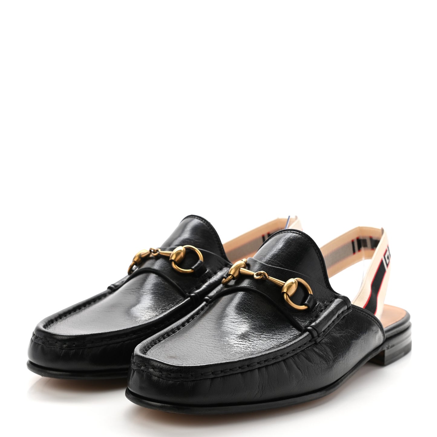 Goatskin Stripe Mens Horsebit Slingback Slippers 8 Black