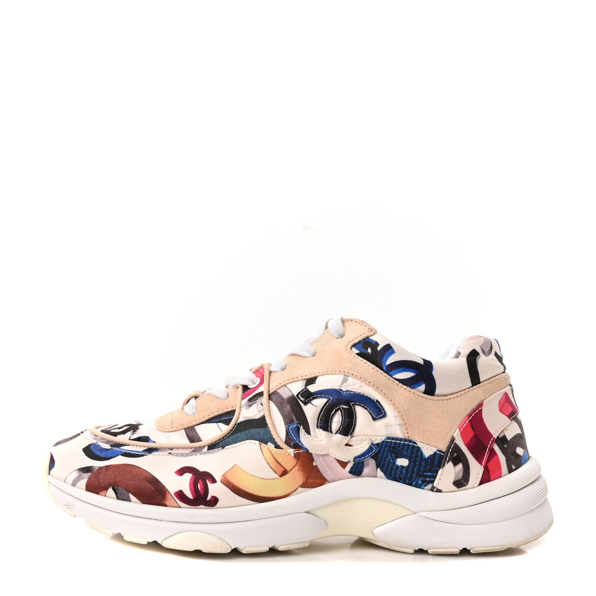Chanel Satin Suede CC Graffiti Print Sneakers 41 Multicolor 1 of 10